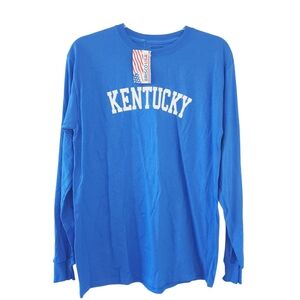 NEW Brisco Brands Kentucky Long Sleeve Blue Crewneck Tee MEDIUM 100% Cotton
